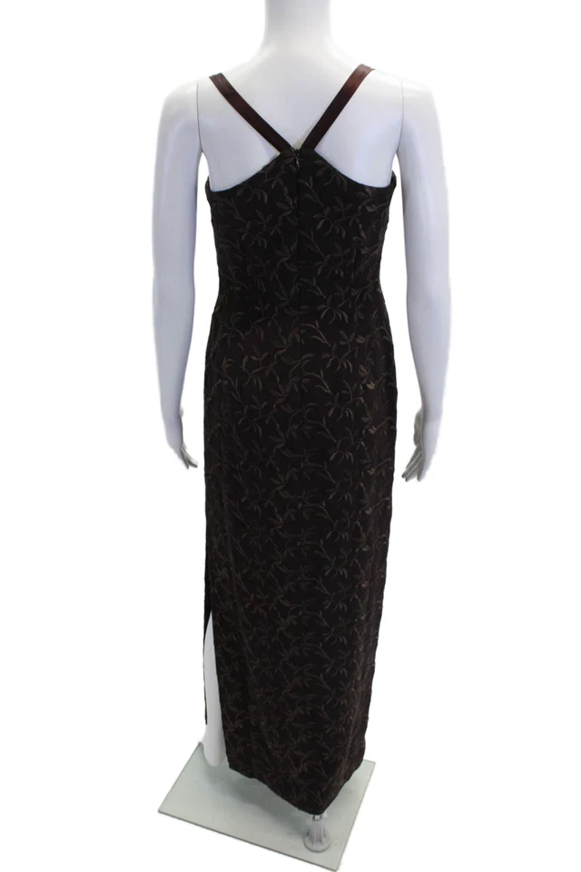 Nicole Miller Womens Leaf Print Sleeveless Square Neck Maxi Dress Red Size 4 - Image 3 of 4