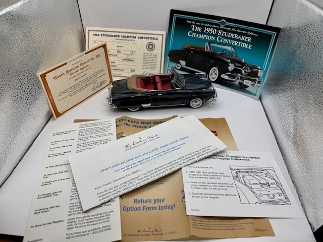 1950 Studebaker Champion Convertible Gray 1:24 Danbury Mint w/Luggage Box & Cert - Image 3 of 4