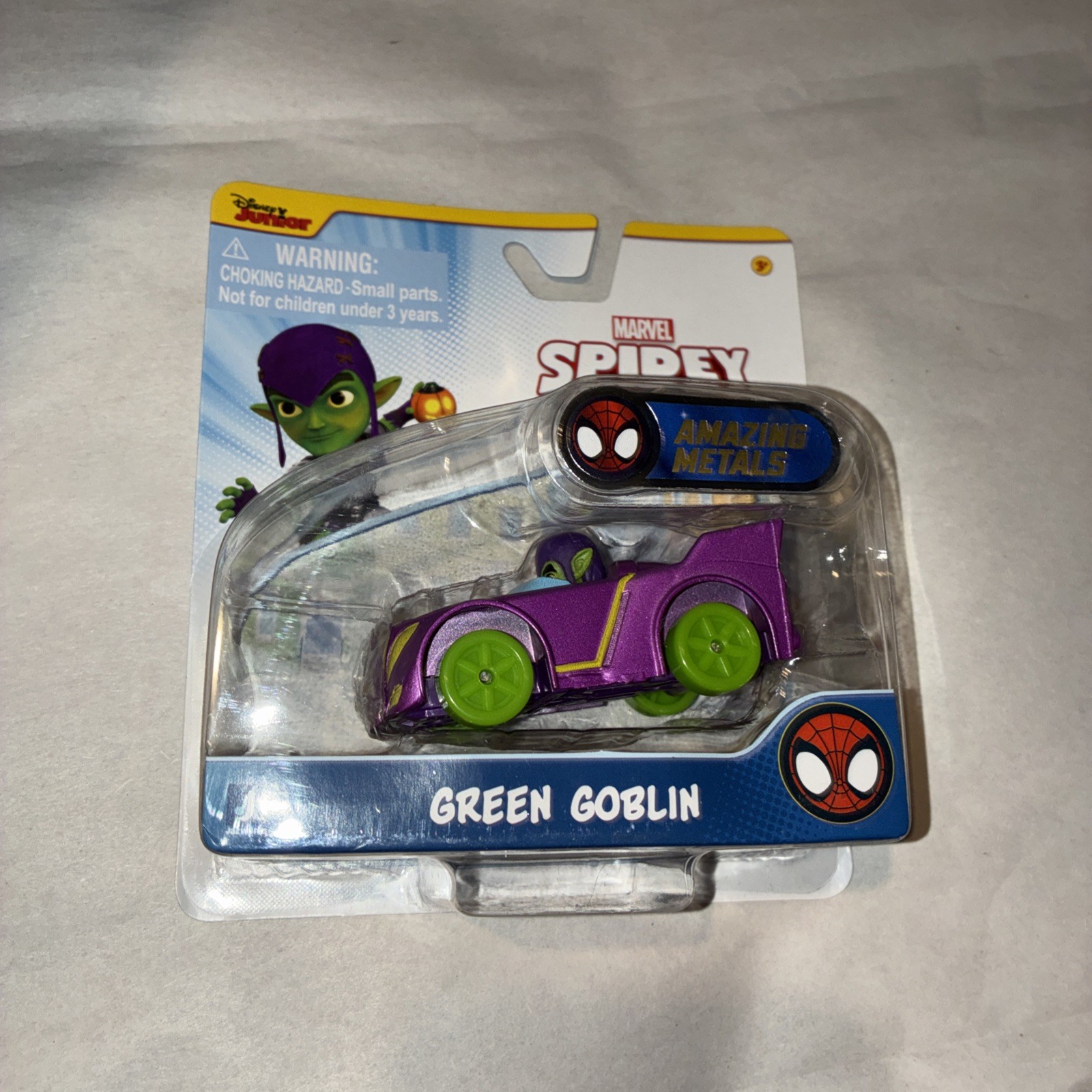 Coche de carreras Spidey Amazing Metals escala 1:64 Duende Verde Juguete Marvel
