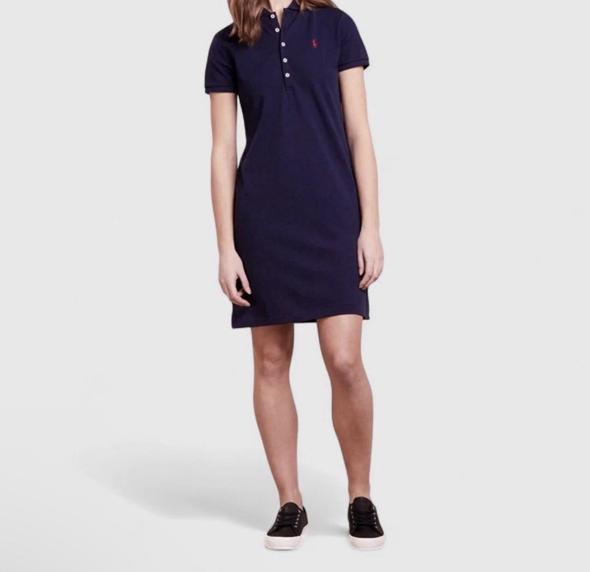 Ralph Lauren Polo Dress Womens Large Navy Blue Shirt Dress Pony Logo Preppy