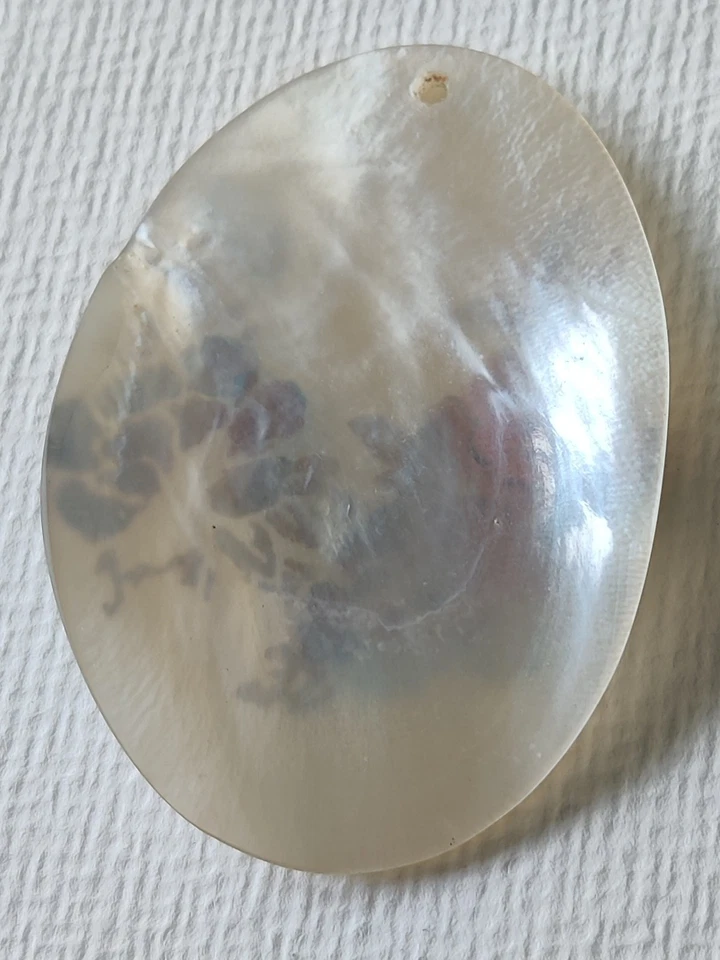 Großer Vintage Perlmutt Anhänger mit Perlmuttmalerei - Bild 3 von 3