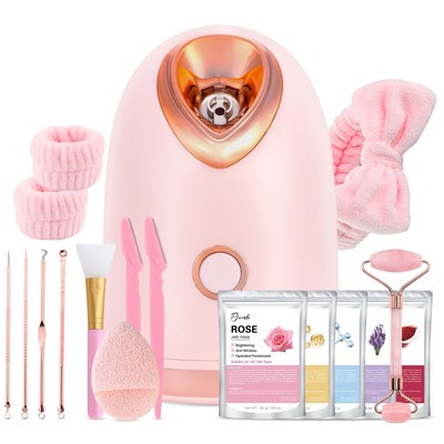 Facial Steamer Spa Kit with 17 Skin Care Tools, Nano Ionic Face Steamer for D...