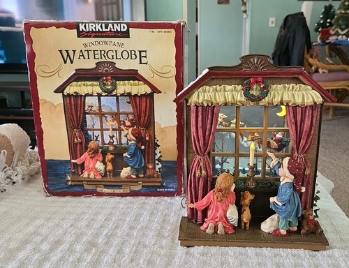 Kirkland Windowpane Waterglobe Snowman Musical Snow Globe 2 Sided Snowman/kids