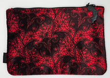 IPSY OCTOBER HALLOWEEN 2023 VELVET RED AND BLACK BAT SPIDER WEB 5X7 GLAM BAG