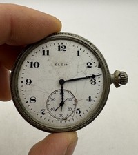 VTG Antique Elgin Pocket Watch 15 Jewel Silver Tone AS IS
