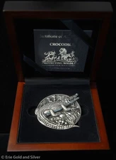 2023 Burundi Protecting Wildlife Crocodile 5 oz Silver Antiqued Coin in OGP