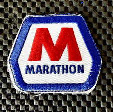MARATHON GAS VINTAGE EMBROIDERED SEW ON PATCH FUEL OIL STATIONS 3" x 2 1/2"