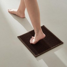 Small Bathroom Rug, 12 x 12 Inch, Brown, Non Slip, Washable, Low Pile, Quick Dry
