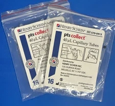 Henry Schein PTS Collect 40 UL Capillary Tubes, 16 Count Each Exp-2027+