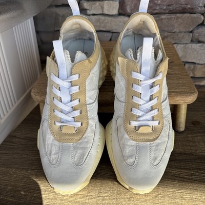 Ecco Women s Soft White With Beige Trim Leather Sneakers Size 39/ US 8-8.5