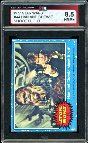 1977 Topps Star Wars #44 Han and Chewie shoot it out! — KSA 8.5
