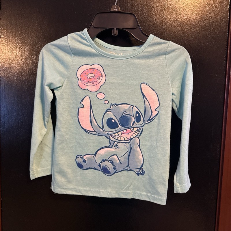 Girls Disney Stitch Thinking Donut Long Sleeve Shirt Size 6 Flame Resistant