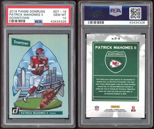 Patrick Mahomes II 2018 Panini Donruss Downtown 1st Year PSA 10 Gem Mint Pop 24