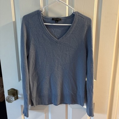 Blue Staple Capsule Ann Taylor V Neck Cashmere Sweater Size S