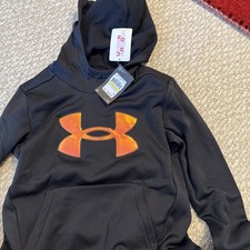 Under Armour Girls Fleece Iridescent Logo Size youth medium Black hoodie fleece