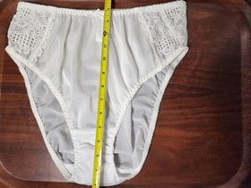 Vtg Rene Rofe Nylon Spandex Stretch Panties Shiny See Through Wedding White Sz 9