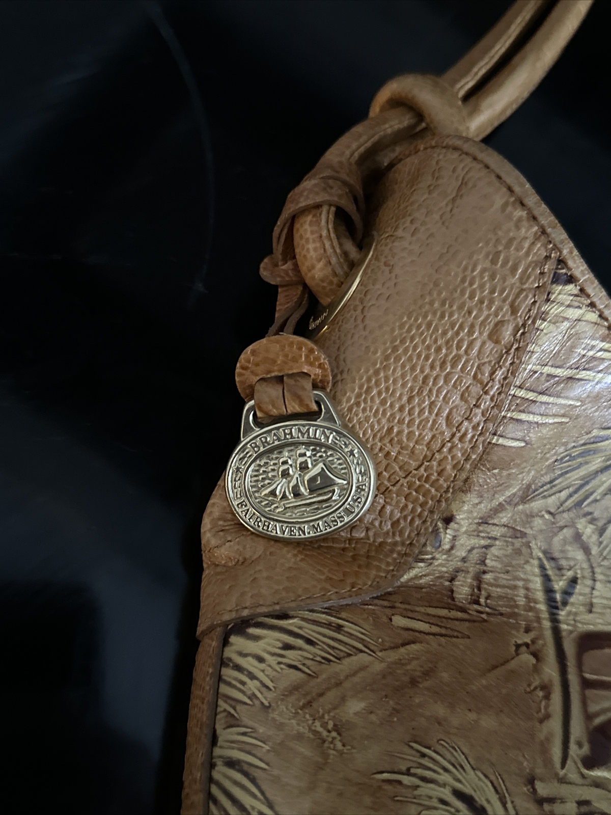 Brahmin Copa  Cabana Surf  Texture Brown Color Leather Handbag