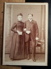 Couple - Young Woman with Book & Man with Beard Top Hat / KAB Gustav Jobst Zwickau