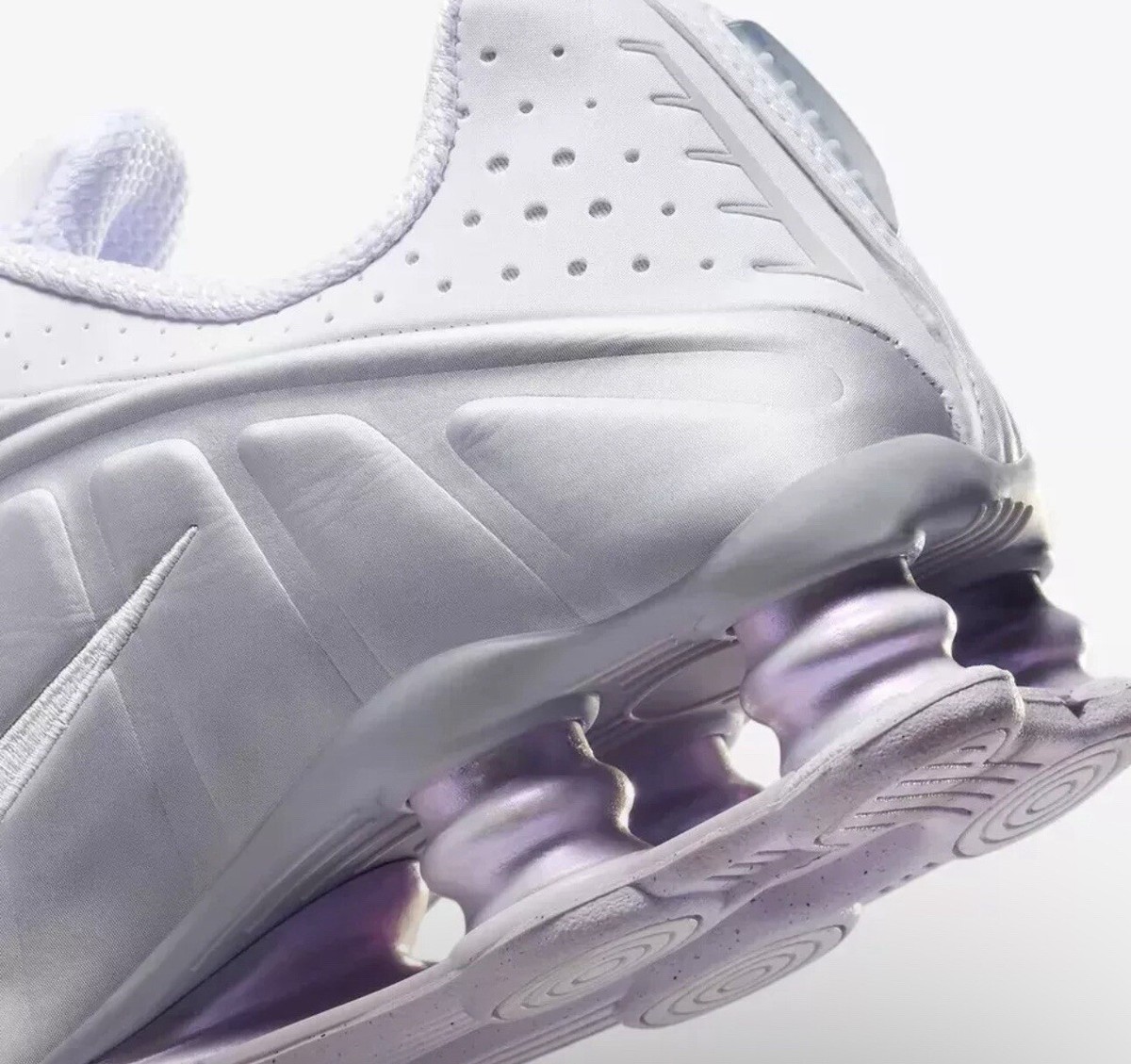 Nike Shox R4 White and Metallic Platinum Violet Purple