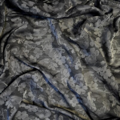 French top designer authentic silk  jacquard  fabric Gray Floral Made in Italy