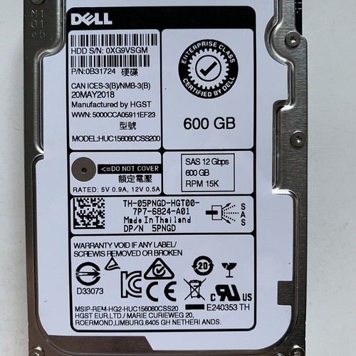 Dell ENTERPRISE 600GB 5PNGD 05PNGD 15K RPM 12Gbps 2.5" SAS HDD Hard Drive - Bild 7 von 9