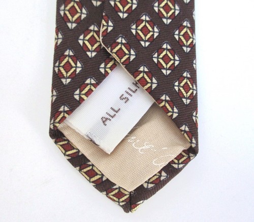 Vtg Giorgio Sant Angelo Brown Rust Beige Geometric All Silk Logo Tie 3" Wide - Picture 6 of 6