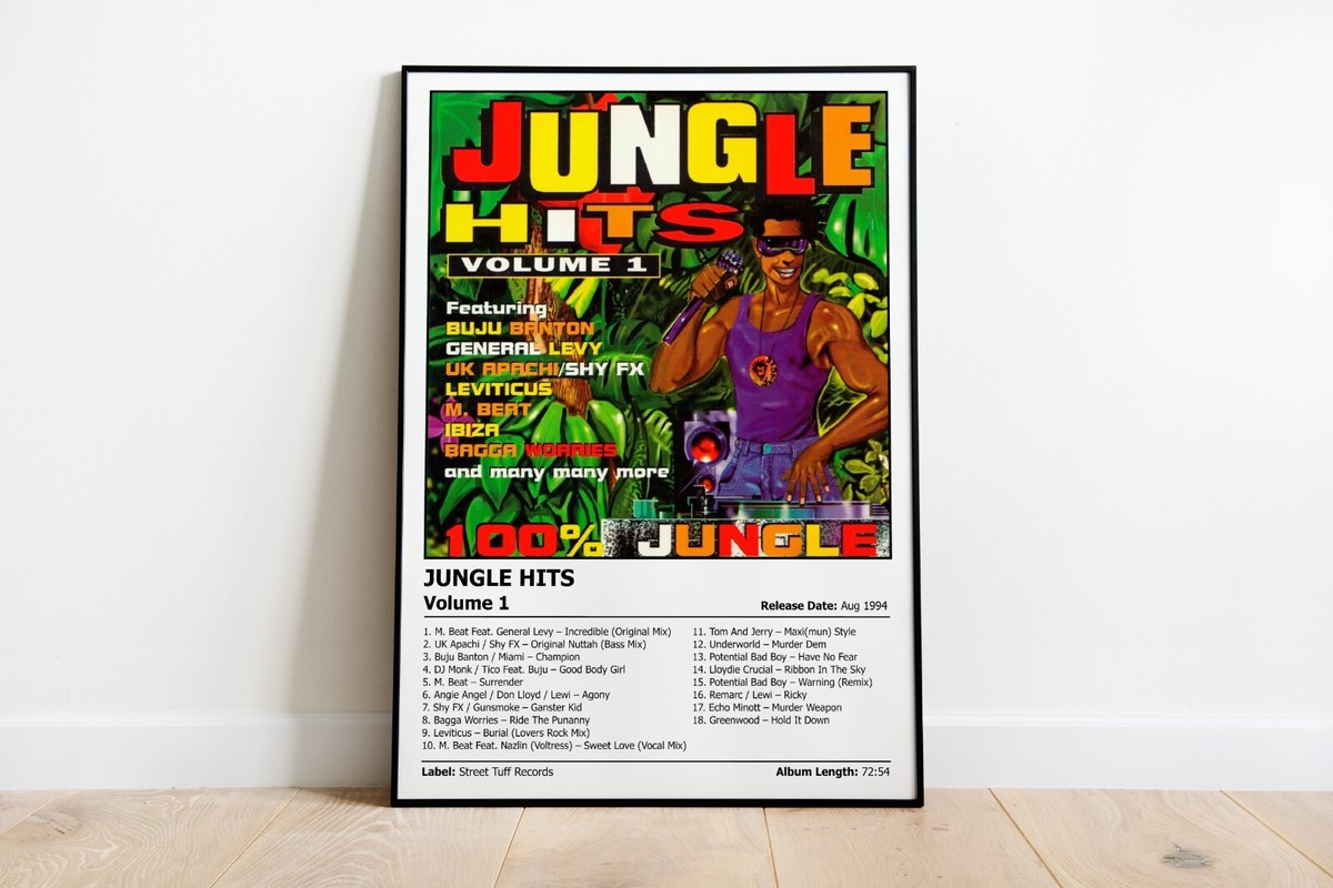 JUNGLE HITS - Volume 1 | Music Album Cover Print Poster | A4, A3