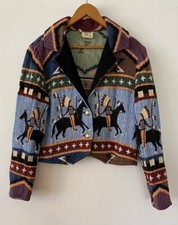 Vintage Truly Western Wear Tapestry Blanket Jacket Woven Cowgirl Southwest Sz M