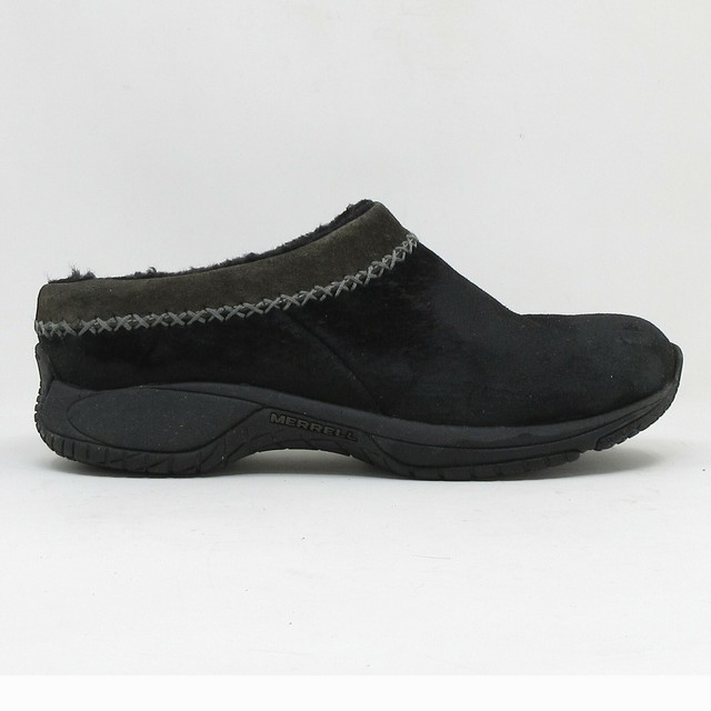 merrell black suede clogs