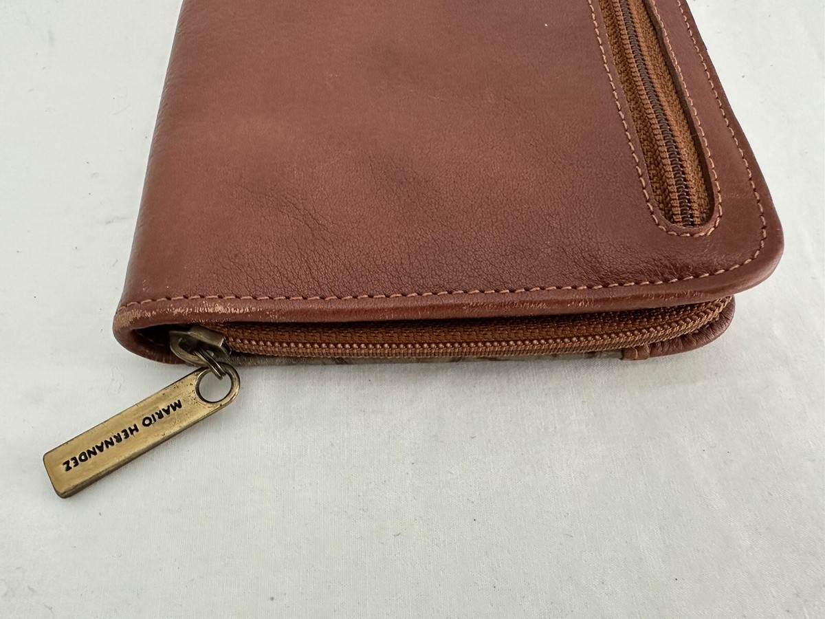 Mario Hernandez Taupe Butterfly Columbia Leather Brown Clutch Wallet