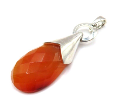 Exklusiver Karneol Anhänger 925 Silber Orange Chic Vintage Edel Mega 70s Cool*F