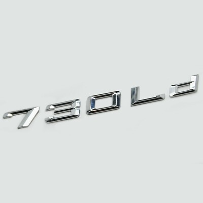 Silber Chrom 730Ld Heck Kofferraum Flach Auto Abzeichen Emblem Buchstabe Nummer für BMW