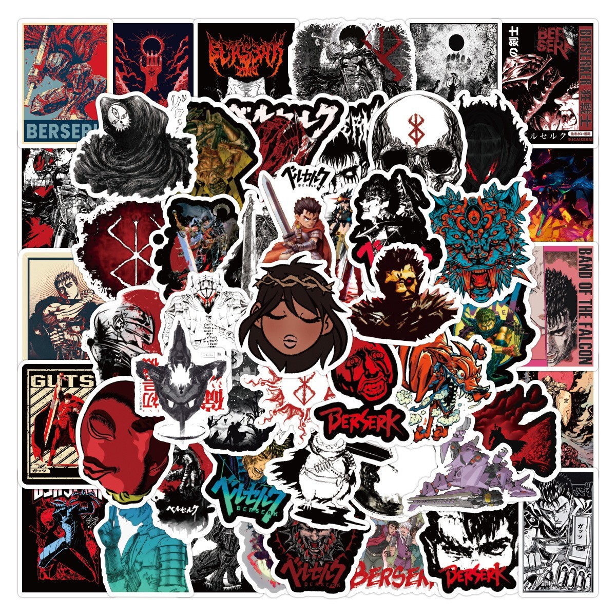 Mix 10/50 PCs Berserk Anime Luggage Notebook Laptop Car Sticker -No Duplicate