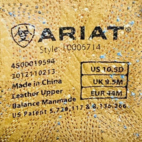 ARIAT QUICKDRAW BROWN GRAIN LEATHER SQUARE TOE COWBOY BOOTS #10006714 MEN'S 10.5 - Picture 11 of 20
