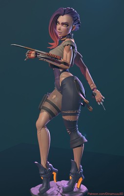 Cyberpunk Girl Blossom / Sexy / Pinup / Sammelstück / Dinamuuu3D/ FanArt
