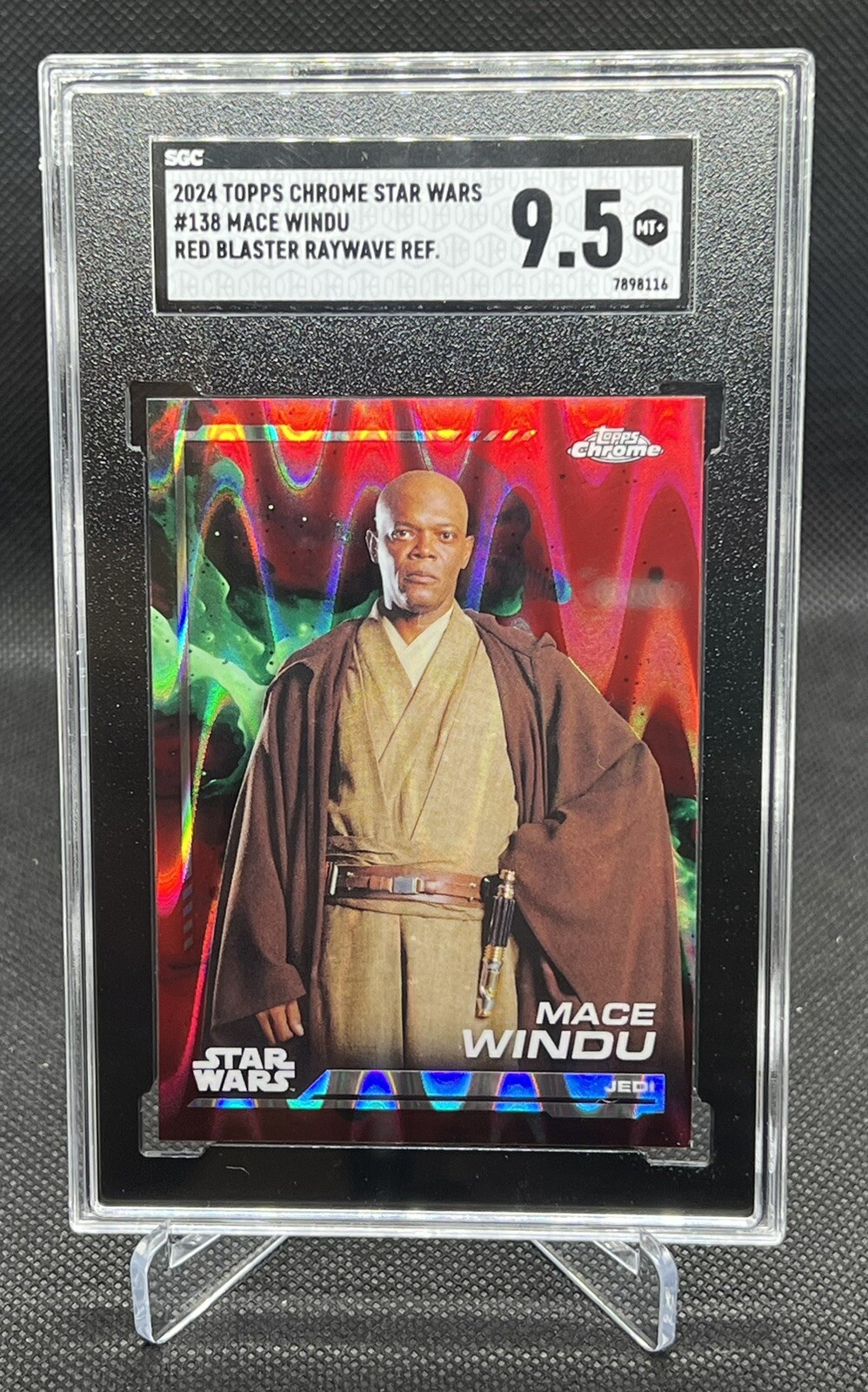 2024 Topps Chrome Star Wars #138 MACE WINDU Red RayWave Refractor SGC 9.5
