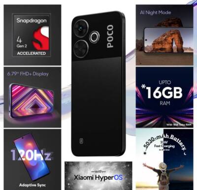 POCO M6 6GB/128GB Black 新品未開封 Amazon.com: Poco M6 4G LTE GSM (128GB + 6GB) 108MP Triple