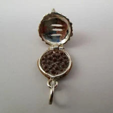 Sterling Silver CHERRY PIE Charm for Bracelet BLUEBERRY Enamel PENDANT Vintage