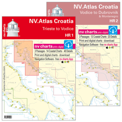 NV Sportbootkarten Kroatien # Seekarte Atlas Croatia Mediterranean Sea - HR 1 2