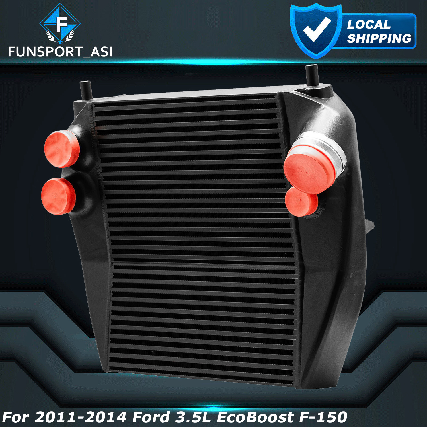 Black Turbo Intercooler For 2011-2014 2012 2013 Ford F-150 Ecoboost 3.5L V6