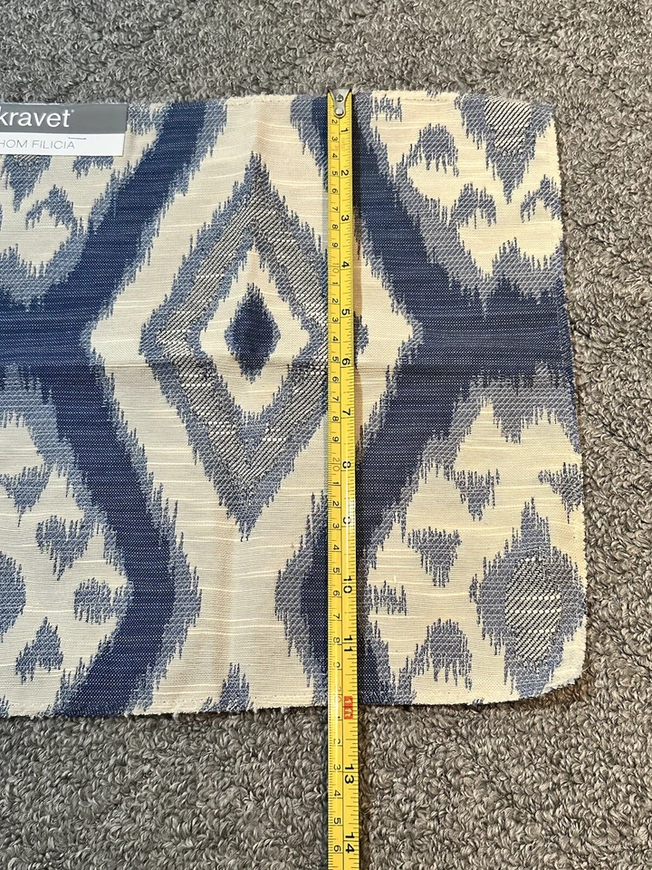 Kravet Thom Filicia Fabric Sample 12” x 11.75” Rigi Ink Blue Diamond Crafts - Image 2 of 4