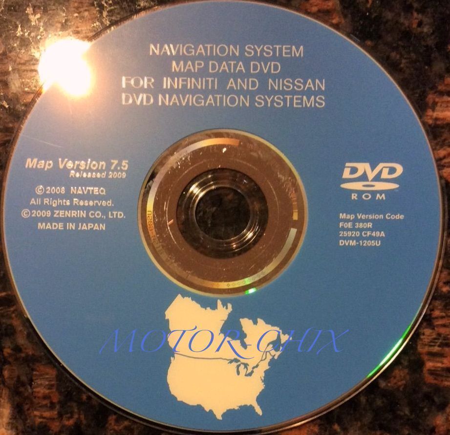 INFINITI NISSAN OEM DVD CD DISC NAV NAVIGATION GPS MAP VERSION 7.5
