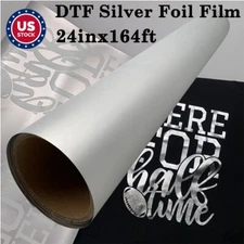 US Stock 24in x 164ft DTF Foil Film Roll Cold Peel Silver