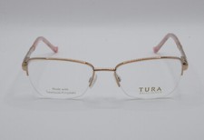 TURA TE257 RGD RECTANGULAR HALF RIM EYEGLASS FRAMES ROSE GOLD 51-17-135 NEW