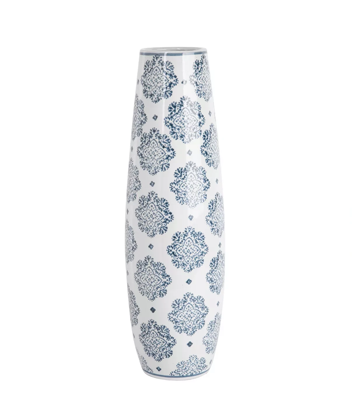 Home Essentials Flower Vase for Dry Flowers Blue Pad Print 15", Stoneware
