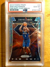 ZION WILLIAMSON 2019 PRIZM FAR OUT! FAST BREAK RC #24 PSA 10 GEM MINT! PELICANS_