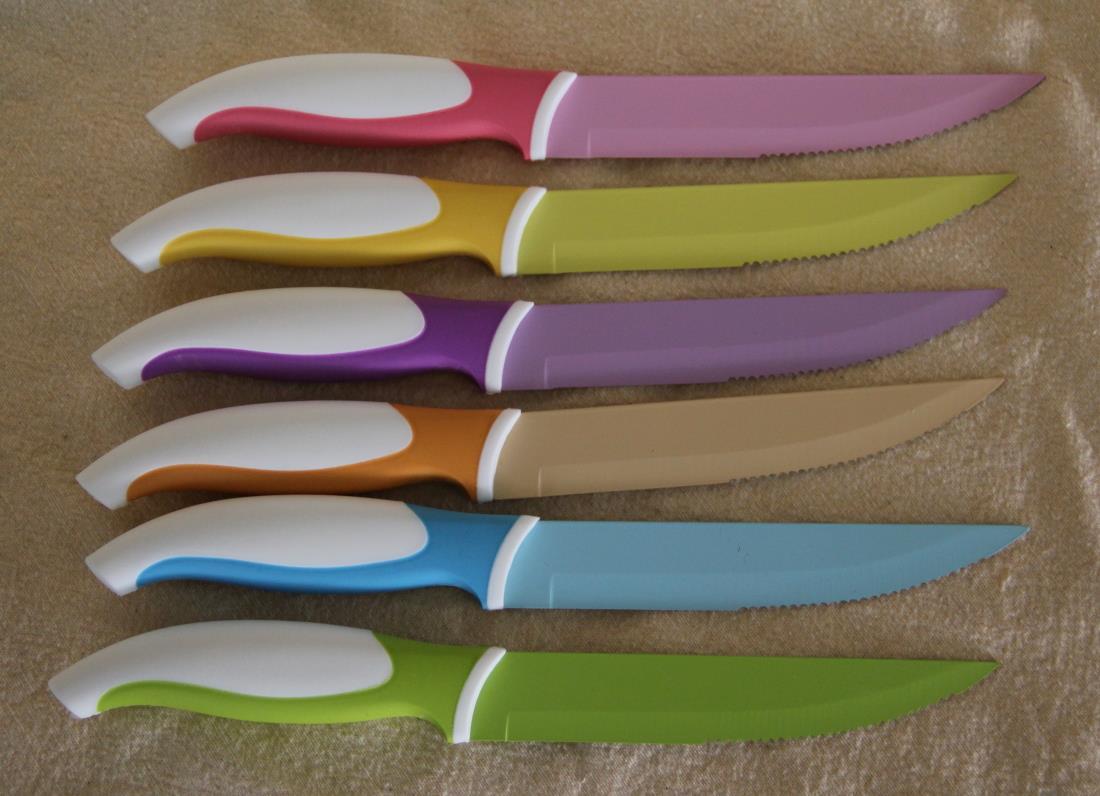 NIB 6 Brandani Inox Multicolored Italian Style Steak Knives in Original