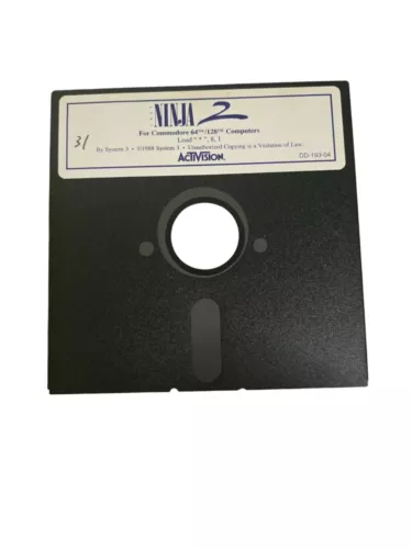 Commodore 64 128 LAST NINJA 2 Video Game 1988 Activision 5.25 Floppy Disk RARE