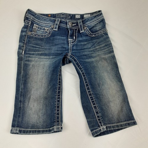 Miss Me Capri Shorts Youth 10 Blue Embellished Bermuda Denim Jeans Girl - Picture 3 of 8
