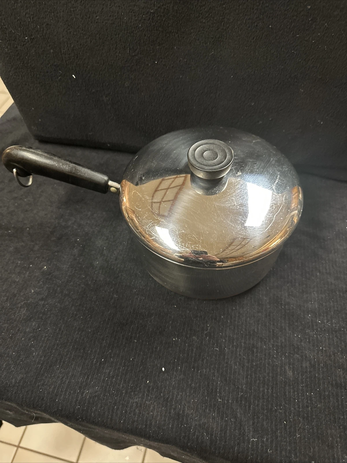 Vintage 1801 Revere Ware 2 QT Sauce Pan Pot Copper Clad Bottom With Lid. VGUC